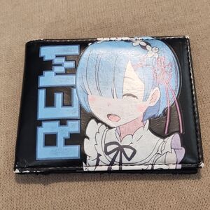 Anime Character Wallet In Black w/ Blue & Pink Design
